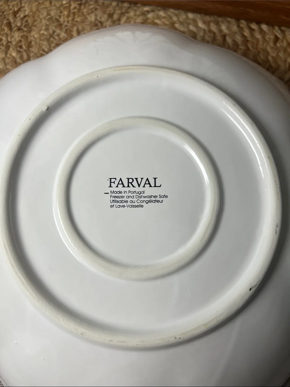 FARVAL Portugal White Scalloped Flower Serving Bowls Set of 2 12”